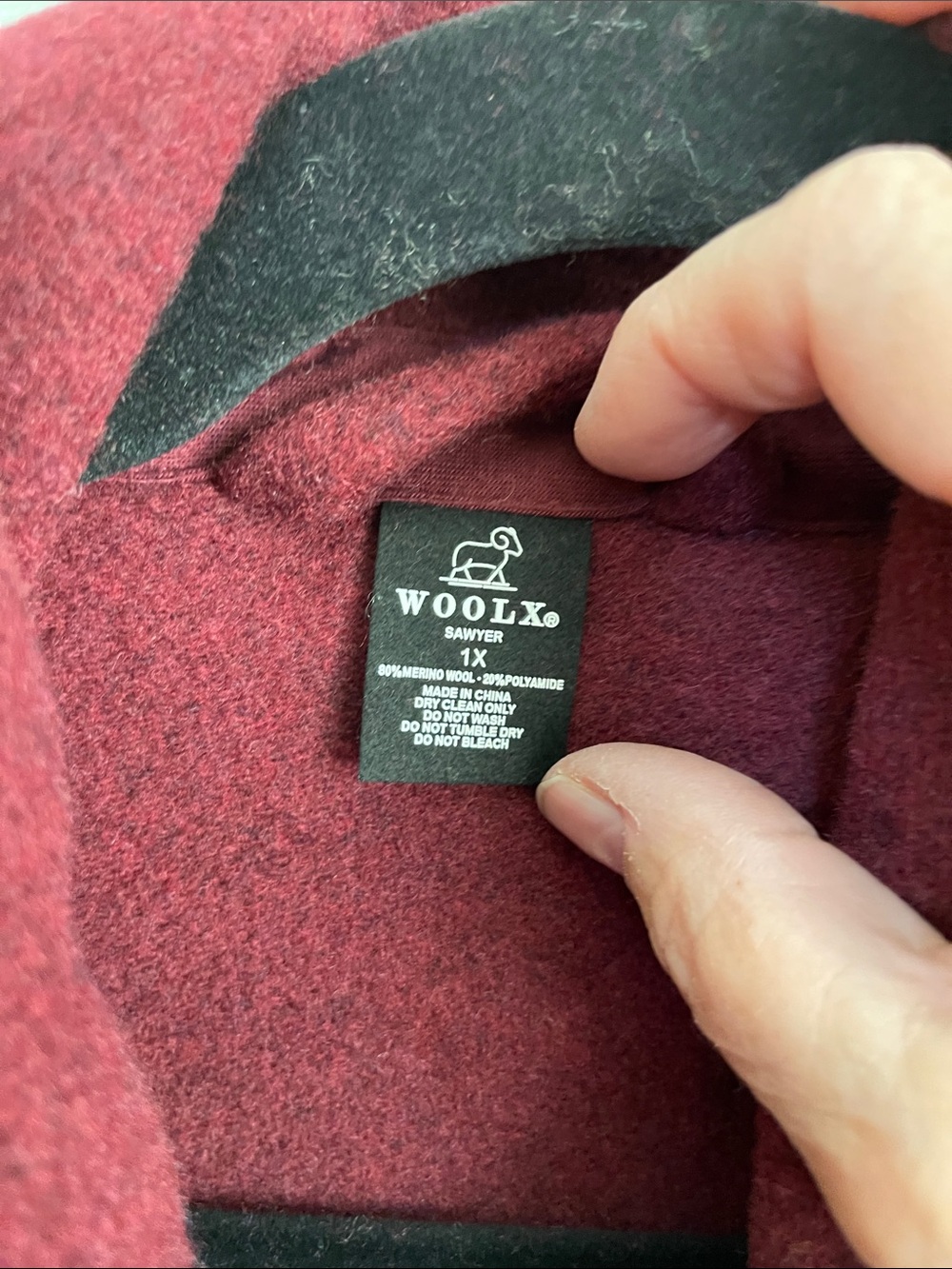 Oversized Teddy Shacket Jacket in Deep Burgundy - Picture 3 of 4